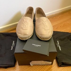 YSL Saint Laurent Leather Espadrilles